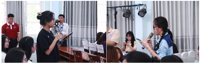 Sinh viên đặt câu hỏi giao lưu với diễn giả